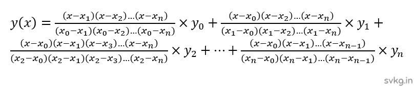 Lagrange's interpolation method formula