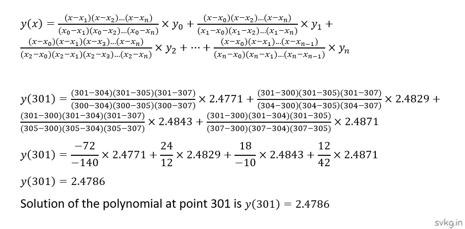 Lagrange's Interpolation Method Solved Example