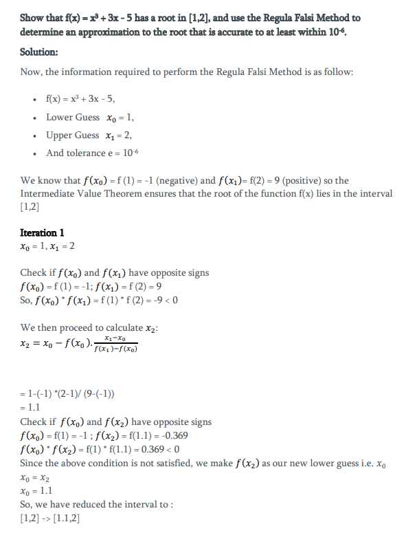 Regula Falsi Method Solved Example