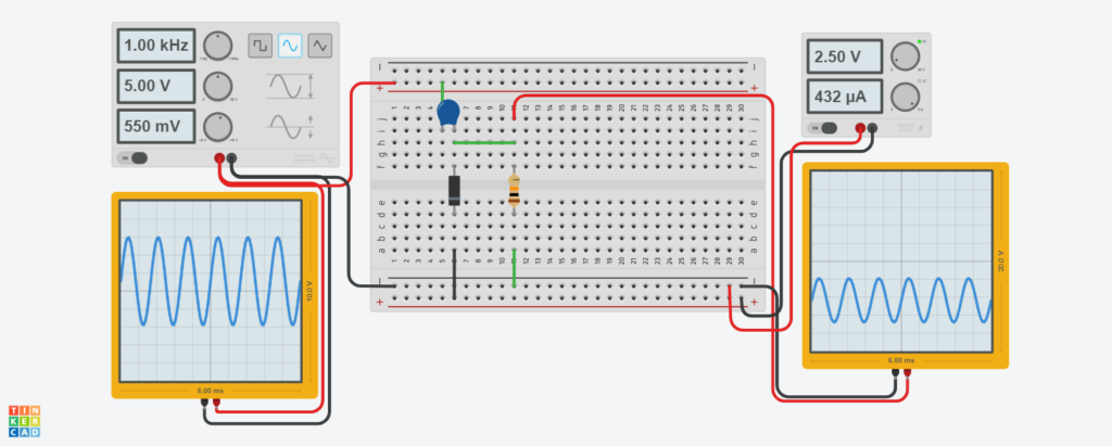 negative clamper with negative bias tinkercad circuit