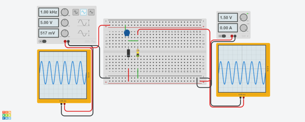 negative clamper with positive bias tinkercad circuit