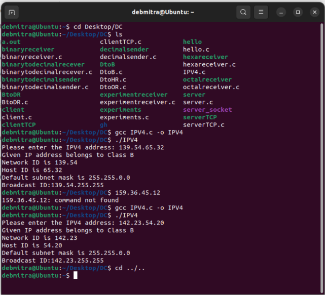 output of the ipv4 address